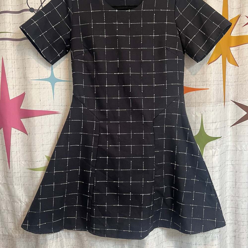 Checkered A-Line Short Sleeve Dress